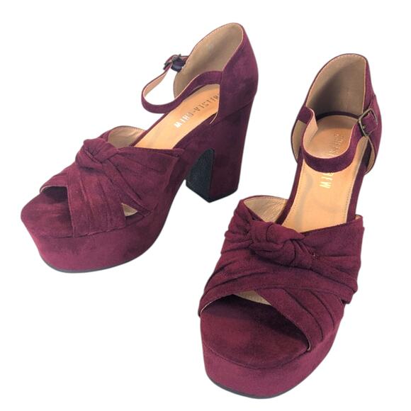 Chelsea Crew Get a Lift Burgundy Platform Heel Faux Suede Women’s size 40 - Picture 1 of 13